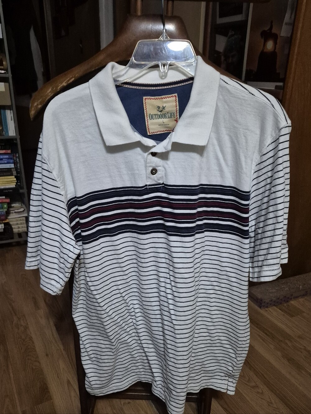 Outdoor Life White Polo with Stripes